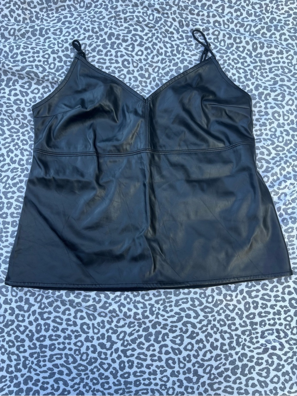 Abercrombie & Fitch Black Faux Leather Cami Tank Top Size Small